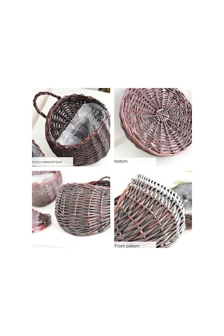 El Yapımı Çiçek Saksısı Duvara Asılı Hasır Rattam Sepet Bahçe Asma Saksı Bitkileri Tutucu Bahçe Saksıları Duvar Saksısı C