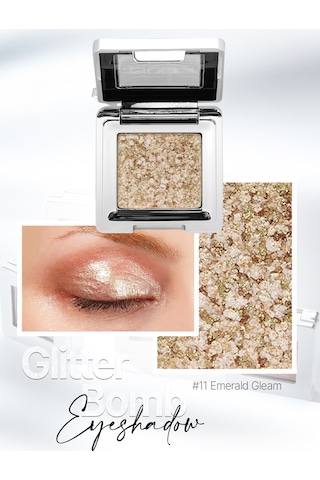 Cre'ars Mücevher Parlaklığında Yoğun Pigmentli Tekli Far Glitter Bomb Eyeshadow 11 Emerald Gleam
