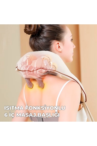 Şarjlı Ovmalı Isıtmalı Masaj Aleti Insan Eli Yoğurma Hissi Bej