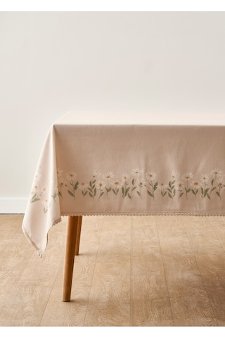 Bella Maison Daisy Kopanakili Baskılı Masa Örtüsü Bej 150x250 Cm Bej