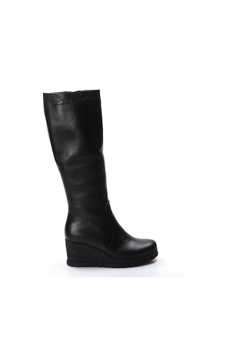 Hakiki Deri Kürklü Kadın Dolgu Topuk Çizme 064kza1006 001