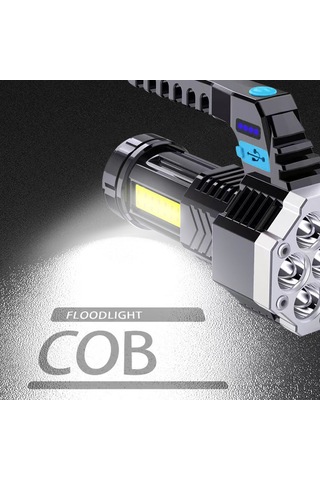 Lemestar Siyah Abs Dışarıda Kullanıma Uygun Fener, 7 Led Işık, Cob Yan Lambası, Usb Şarjlı, Çoklu Mod Güçlü-zayıf-flaş-yan Işık , 1200mah Pil, Taşınabilir Kamp Feneri Siyah