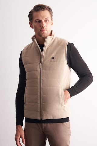 İmza Bej Dik Yaka Fermuarlı Casual Slim Fit Kapitone Yelek 1009255103 Koyu Bej