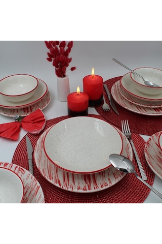 Kiraz 20 Cm Yemek Tabağı 6 Adet Kırmızı
