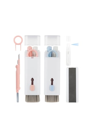 7'si 1 Arada Klavye Temizleme Fırçası Seti, Airpods Kulaklıklar Ve Akıllı Telefonlar İçin Düğme Kapağı Çıkarıcılı Çok İşlevli Kulaklık Temizleyici