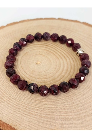 Lal Granat Garnet Taşı Faset Kesim 8mm Unisex Bileklik 42515 Çok Renkli