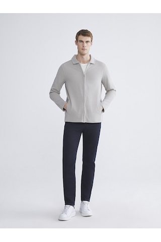 Lcwaıkıkı Classic Gri Standart Kalıp Polo Yaka Erkek Fermuarlı Sweatshirt