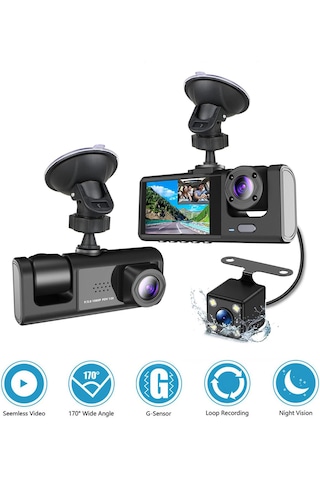 Daytona T717 Dash Cam Araç Içi Kamera 1080p+720p Full Hd Araç Içi Kamera Ön,arka Ve Iç Kayıt 3 Kamera Gece Görüşlü G Sensör Geniş Açı
