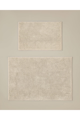English Home Macaroni Kaydırmaz Taban Banyo Paspası Seti 60x90 + 40x60 Cm Bej Bej