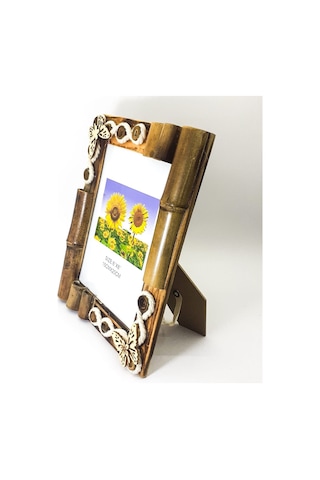 Kişiye Özel Ahşap Bambu Kelebek Desenli Çerçeve 2181