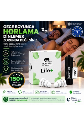 Life+ Silikon Kulak Tıkacı 24 Db Snr Uyku, Horlama, Gürültü, Çalışma, Odaklanma Ve Seyahat İçin Ses Azaltıcı, 150+ Kullanım