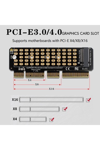 Xurunkeji M.2 Nvme - Pcı-e 4.0 Adaptör Kartı M.2 M-key Yuvası 1u Sunucuyu Destekler