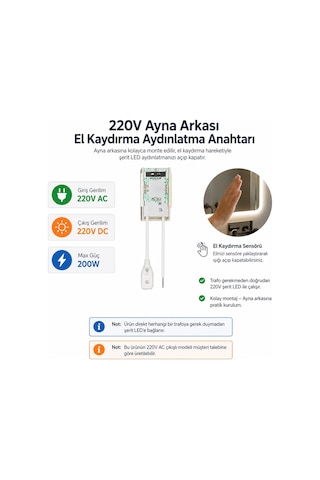 AYNA ARKASI 220V EL KAYDIRMA IŞIK ANAHTARI