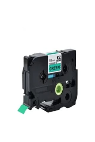 Brother Tze-741 Yeşil Üzerine Siyah Etiket Şerit 18 MM x 8 M 66 Adet