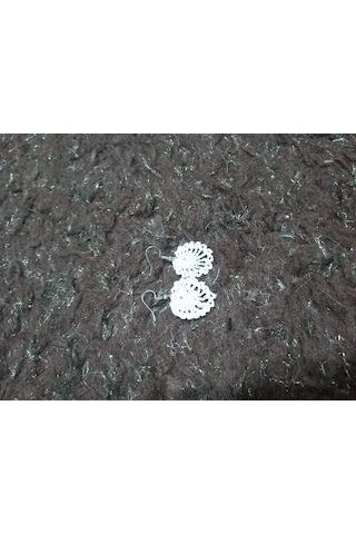 El İşi Örgü Küpe Beyaz