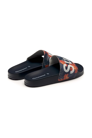 Superga 1908 Slides Hibiscus Print Polysoft Unisex Siyah-turuncu Terlik Siyah-turuncu-332