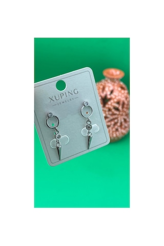 Xuping Gümüş Renk Çivi Model Kadın Çelik Şık Küpe