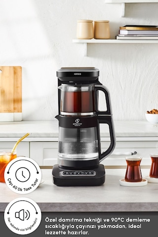 Karaca Çaysever Robotea Pro Connect 4 In 1 Konuşan Otomatik Cam Çay ve Filtre Kahve Demleme Makinesi
