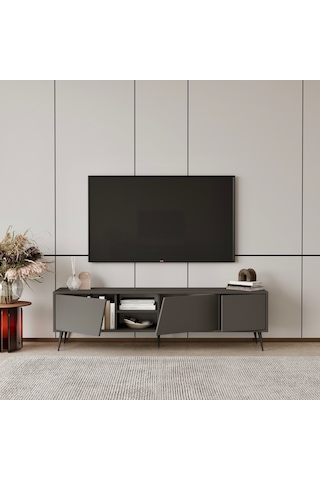 Roma 175 Cm Tv Ünitesi 100% Mdf Metal Ayak Gri