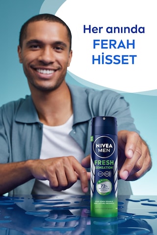 Men Erkek Sprey Deodorant Fresh Sensation 150ml, 72 Saat Anti-perspirant, X3 Adet