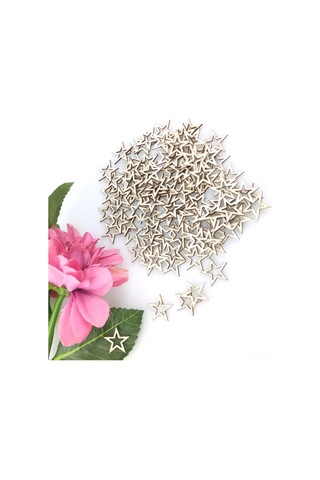 Xiyyadms Ahşap El Sanatı Yıldız Desenli Delikli Parçalar - 20mm 100 Adet Dıy Dekorasyon Aksesuarı