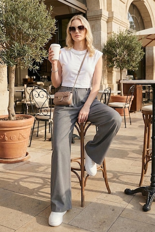 Lela Wide Leg Yüksek Bel Geniş Paça Palazzo Bayan Pantolon 5866290 Gri