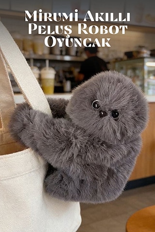 Mirumi Etkileşimli Peluş Robot Oyuncak Hareketli Kafa Ve Sevimli Tepkiler Açık Gri