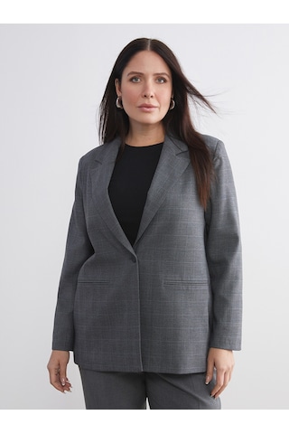 Lcwaıkıkı Classic Gri Ekose Kadın Blazer Ceket