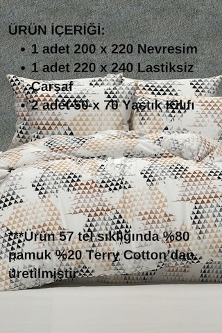 Sunrise Krem-kahverenk Siyah Renkli Çift Kişilik Nevresim Takımı Krem - Kahverengi