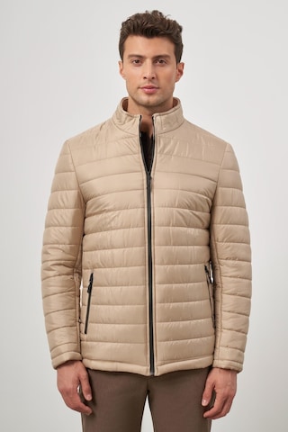 İmza Bej Kapitone Hakim Yaka Düz Yırtmaçsız Tam Astar Slim Fit Classic Mont 1007245155 Bej