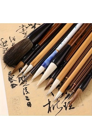 Çini Tahrir, Seramik Boyama, Çini Boyama, Vazo, Sırlama, Resim, Hasır Fırçalık, Brush Yazı-18'li Set