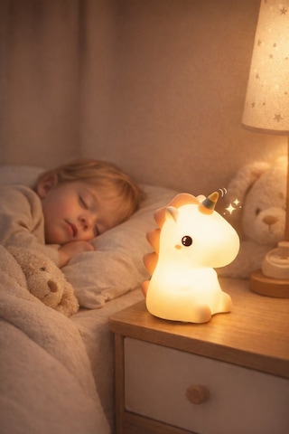 Rgb Led Sevimli Unicorn Çocuk Odası Gece Masa Lambası Renk Değiştiren Yumuşak Silikon Usbli Şarjlı Çok Renkli