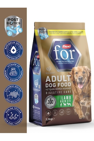 Kuzu Etli Yetişkin Köpek Maması - Postbiyotik İçerikli Sindirim Destekleyici - 2,5 Kg