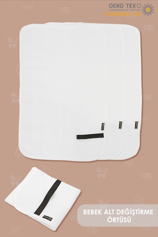 Mordesign Bebek Alez Alt Açma, Sıvı Geçirmez Alez Alt Değiştirme, 3'lü Bakım Örtüsü Basic Serisi, Beyaz Zg10181