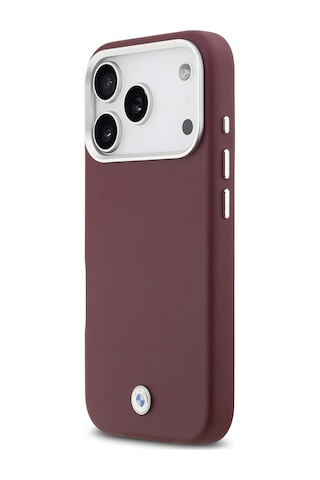 İphone 17 Pro Uyumlu Kılıf Bmw Lisanslı M-safeli Metal Logolu Tam Kaplama Deri Kapak Kırmızı Kirmizi