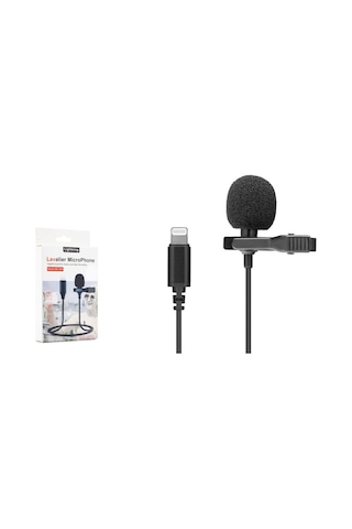 Lavalier Apple Uyumlu iPhone  iPod Yaka Mikrofon Canlı Yayın Youtube Video -049 Siyah