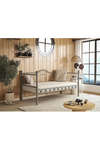 Kamelya Sedir Metal Karyola - 90 X 200 Cm - Gri 90 x 200