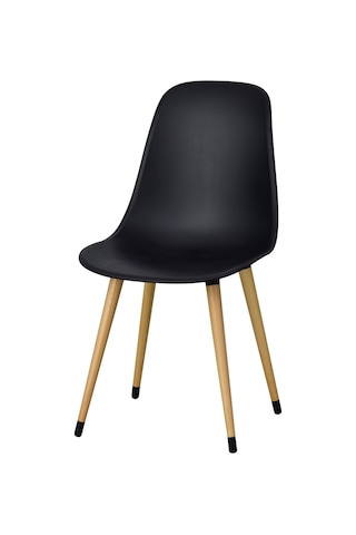 Vilinze Eames Naturel Ahşap Ayak Plastik Siyah Sandalye Eames-beyaz Siyah - Naturel
