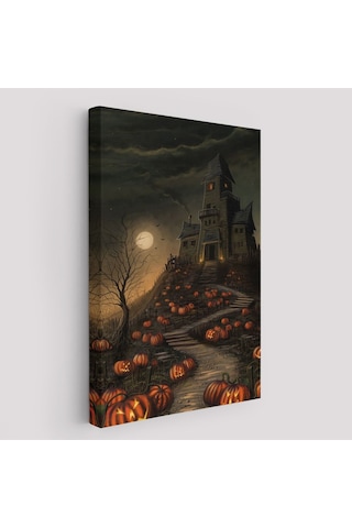 Es10 Korku Evi Cadılar Bayramı Dekoru, Cadılar Bayramı Partisi Kanvas Tablo-5248 (50 x 70)