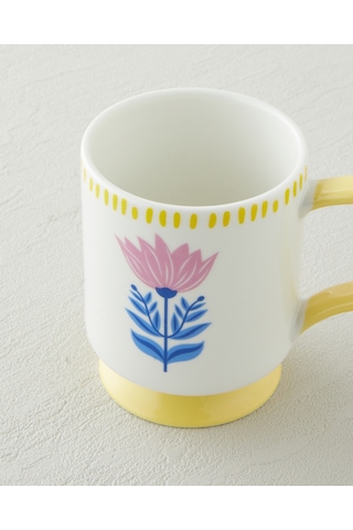 English Home Gifty Flower New Bone China Kupa 310 Ml Pembe-sarı-mavi Pembe-sarı-mavi