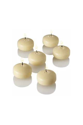 12 Li Çap 5 Cm Krem Yüzen Mum Krem