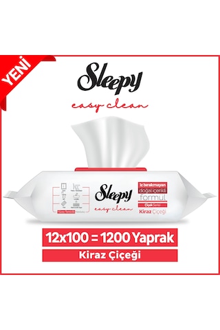 Sleepy Easy Clean Kiraz Çiçeği Yüzey Temizlik Havlusu&Mendili 12x100 (1200 Yaprak)