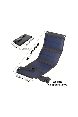 Motion003 20w Katlanabilir Taşınabilir Güneş Paneli Siyah Tahta Usb Çıkışlı Kamp Seyahat Karavan İçin Hafif Kompakt Tasarım Pil Dahil Değil