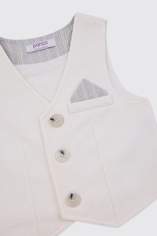 Panço Erkek Bebek Beyaz Örme Yelek 2611BB23004