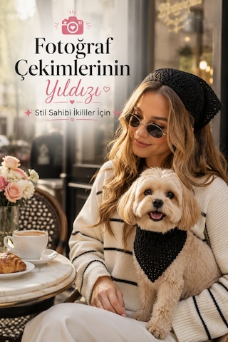 Kadın Ve Köpek Kombin Bandana El Örgüsü Bohem Stil Uyumlu Anne Köpek Bandanası Ayarlanabilir Tasarım Siyah