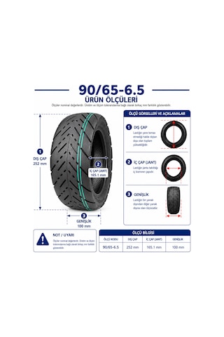 Tuovt Td-8016 90/65-6.5 Tubeless Elektrikli Scooter Dış Lastik