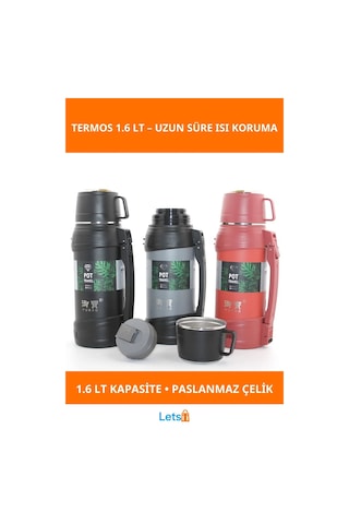 Paslanmaz Çelik Çift Katmanlı 1.6 Lt Termos Çok Renkli