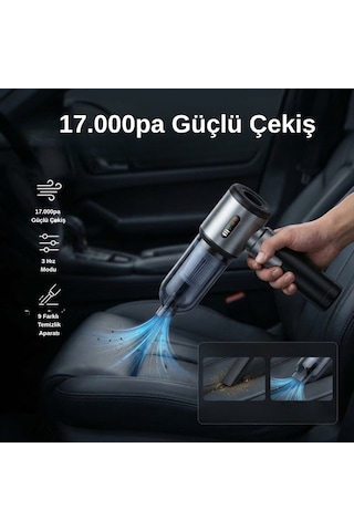 Laiser VT-130 17.000Pa 5 In 1 Pompa Özellikli Yedek Bataryalı Araç İçi süpürge