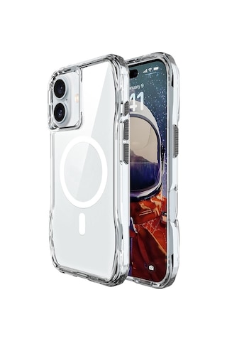 Apple Uyumlu iPhone 16 Plus Kılıf M-safe Şarj Özellikli Airbagli Şeffaf Zore İncek Kapak Seffaf