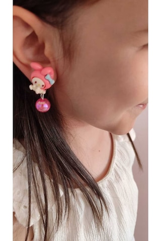 My Melody Figürlü Pembe Çocuk Küpesi Sevimli Sallantılı Boncuklu Model2 Çok Renkli